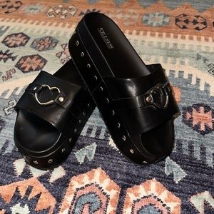 Killstar I Heart Slides Platform Chunky Goth Girl Slides 9.5